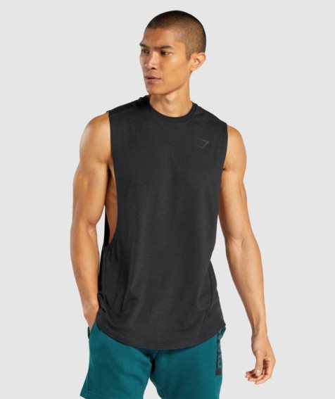 Men's Gymshark Bold Drop Arm Tanks Black | NZ 5ZOWUS